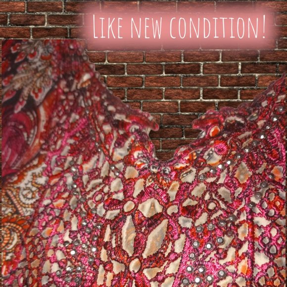 Red Paisley Boho Hi-Lo Sleeveless Dress - Picture 3 of 9